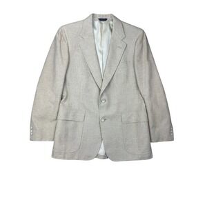 Vintage Cricketeer Blazer Oatmeal Linen Silk Blend Union Made USA Two Button